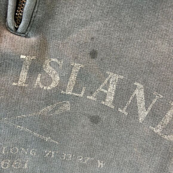 Austins Inc Block Island Hoodie Sweatshirt Men's Size M Gray Zip Neck Pullover - Picture 3 of 12